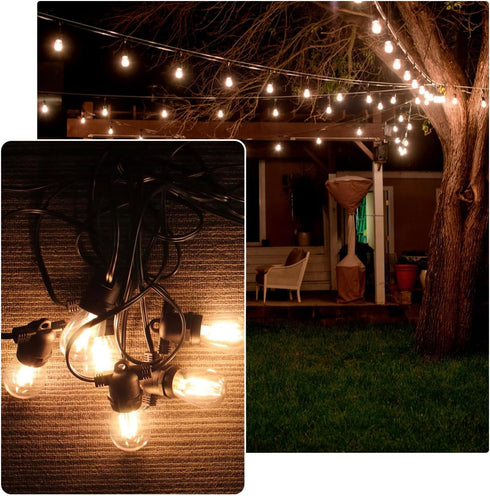 25-Pack LED S14 Bulbs 2W String Light Bulbs, Shatterproof Outdoor 20 Watt Equivalent 2200K Warm S14 Replacement Light Bulbs for Patio Garden, Clea...