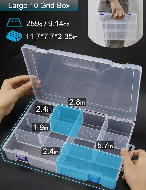 Beoccudo Tackle Box Beads Organizer Tackle Boxes with Dividers Plastic Storage Large 10 Grids Box Jewelry Compartment Container...