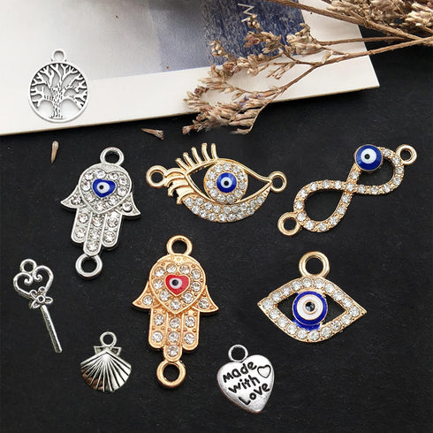 JIYIEW Evil Eye Bracelet Kit 4mm Glass Seed Beads Jewelry Making Kit with Evil Eye Beads, Evil Eye Charms, Clay Beads, Gold Spacer Beads and Elast...