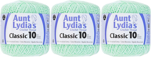 Aunt Lydia's Bulk Buy Crochet Cotton Classic Crochet Thread Size 10 (3-Pack) Mint Green 154-428...