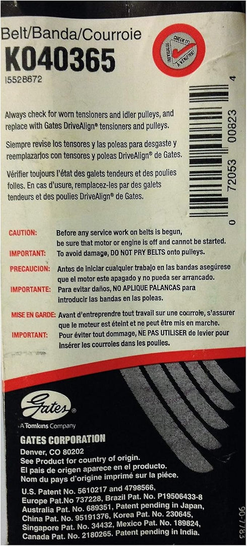 Gates K040365 Micro-V Serpentine Drive Belt...