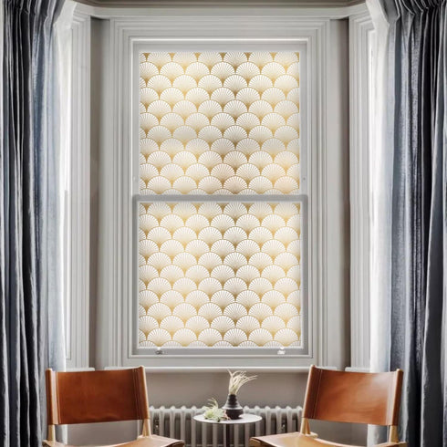 DKTIE Window Privacy Film Frosted Glass Static Clings Non Adhesive with Installation Tools, Modern Home Improvement Style (Gold, 17.7'' x 118.1'')...