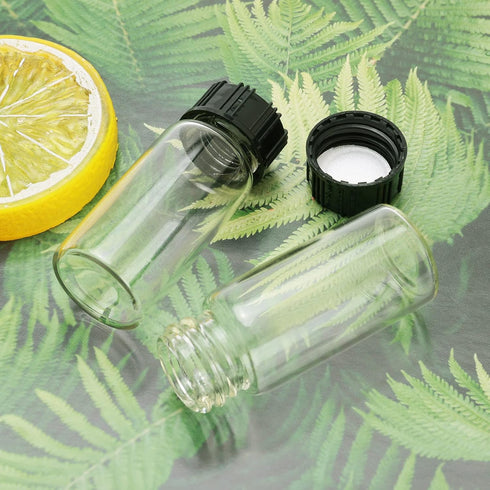 0.3 Oz Clear Glass Vials with Screwcap Empty Bottles Liquid Sample Glass Bottles for Travel, Pack of 10...