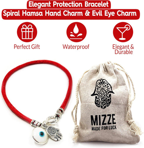 3 in 1 Evil Eye Charm Bracelet for Luck with Silver Hamsa Hand of Fatima Protection Charm on Lucky Red String - 7" Stylish Bracelet for Women, Mom...