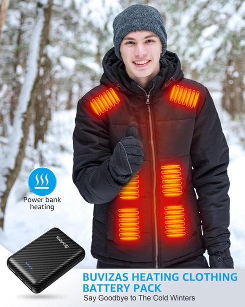 5V 2A Heated Vest Battery Pack, 12000mAh Compact Rechargeable Battery Pack for Heated Vest, with Dual USB Output Ports Portable Power Bank for Hea...