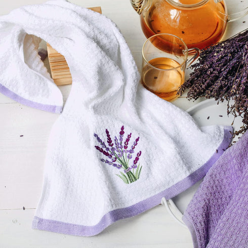 Kitchen Towels - Ultra Soft Cotton and Super Absorbent Dish, Large Kitchen Towel 24x16 Inches, Natural Cotton Dish Towels Pack of 2 (Lavender)...