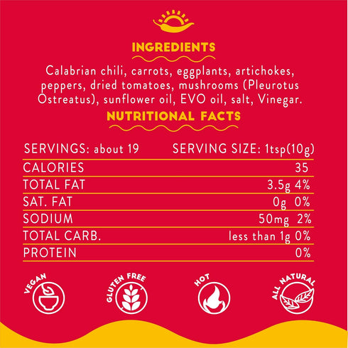 Hot Spread Sauce, Miscela Esplosiva, TuttoCalabria, 10 OZ (285g), Minced Calabrian Chili & Giardiniera Vegetables...