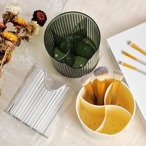 Makeup Brush Holder Makeup Organizer,4 Slot Eyeliner Eyelash Brush Makeup Brushes Cup Pen Holder for Vanity Decor Desk Storage, Bathroom Counterto...