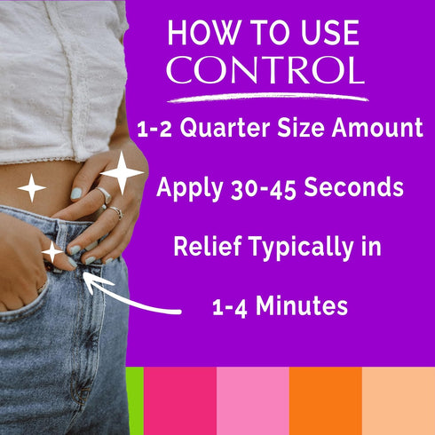 CONTROL, Menstrual Cramp Relief Cream, Topical Pain Relief for Period Cramps and PMS, Period Relief Products, Fast and Effective, Easy to Use, Saf...