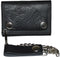 BLACK GENUINE LEATHER Trifold Biker's Eagle Wallet ID Card Holder With Chain...