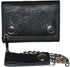 BLACK GENUINE LEATHER Trifold Biker's Eagle Wallet ID Card Holder With Chain...