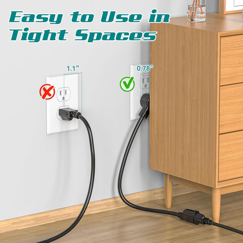 2 Pack Power Extension Cord 3FT/36Inch, Short 3 Prong Electric Extension Cable Outlet Saver, Single Outlet, Heavy Duty, Waterproof, Flexible, 16 A...