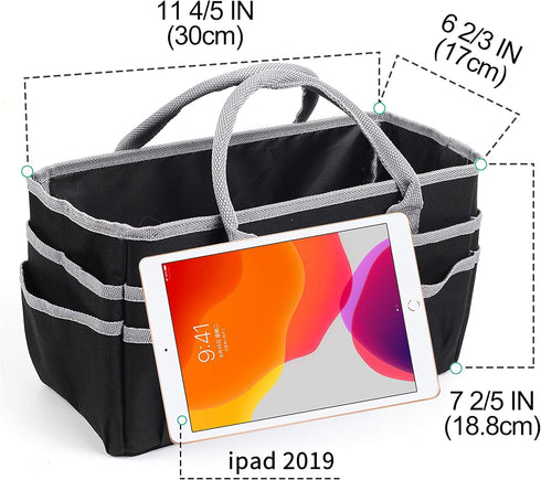 JJRING Craft and Art Organizer Tote Bag - 600D Silver Nylon Fabric Art Caddy with Pockets - for Art, Craft, Sewing, Medical, and Office Supplies S...
