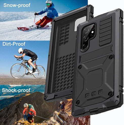 NINKI Compatible Samsung Galaxy S22 Ultra Metal Phone Case with Screen Protector,3 Layers Full Body Shockproof Dustproof Aluminium Silicone Case f...