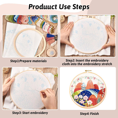 Spritewelry 2 Sets Landscape Scenery Embroidery Kit for Beginners Mountain River Flower Rustic Cross Stitch Kits Easy Hand Embroidery Starter Kit ...