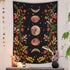 Lifeel Moonlit Garden Tapestry, Moon Phase Surrounded by Vines and Flowers Black Wall Decor Tapestry 60×80 inches...
