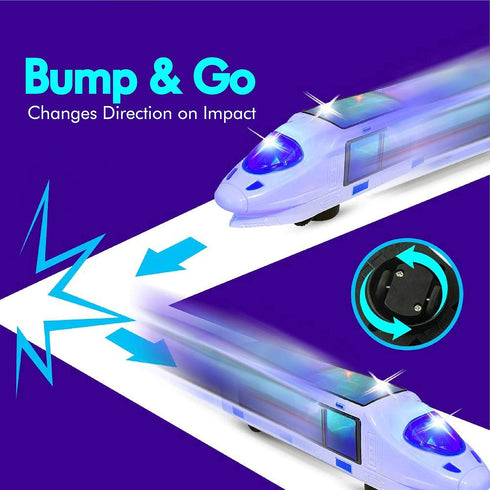 WEofferwhatYOUwant Electric Train Toy with Beautiful 3D Lightning - Monorail Train Set Battery Powered with Bullet Train Music and Bump and Go Act...