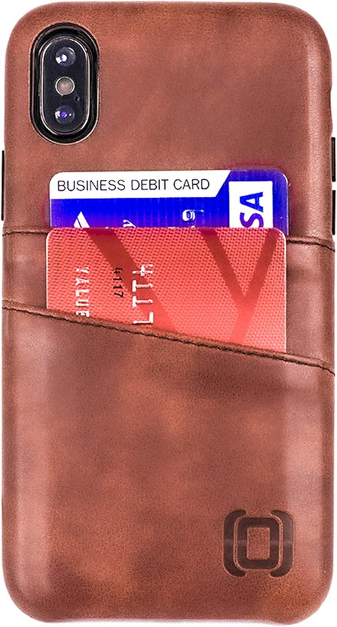 Dockem Wallet Case for iPhone X/XS: Built-in Metal Plate for Magnetic Mounting & 2 Credit Card Holders, (5.8" Exec M2, Synthetic Leather, Brown)...