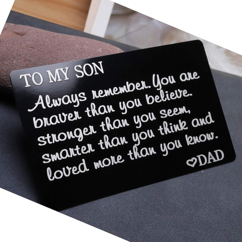 To My Son wallet Insert Cards Inspirational Graduation Birthday Gifts Engraved Always Remember You are Brave Insert Cards from Dad...
