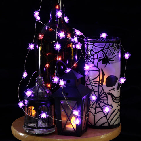 Impress Life Halloween Costume Party Spooky Spider String Lights, 10ft 40 LEDs Battery Operated with Dimmable, Flicker Remote for Porch, Trick or ...