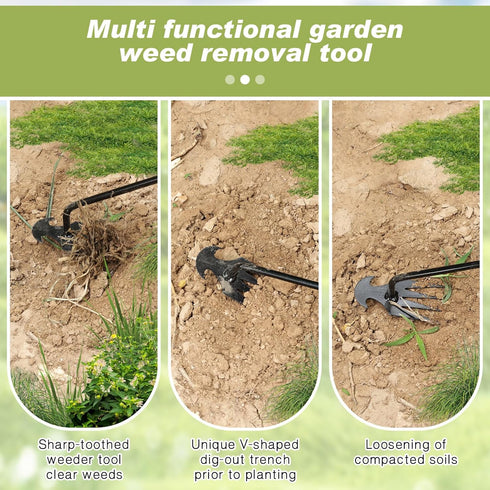 4-Piece Weeding Tool SetGarden Hoe, Weeding Shovelhand weeder tool, 4-Tooth Manganese Steel Forged Manual Weeding Machine, Suitable for Vegetable ...