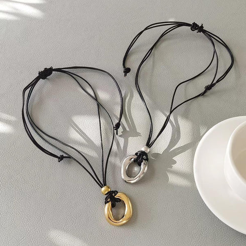 Boho Chunky Pedent Necklace for Women Dainty 14K Gold Plated Choker Summer Beach Faux Leather Choker for Women Men...