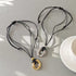 Boho Chunky Pedent Necklace for Women Dainty 14K Gold Plated Choker Summer Beach Faux Leather Choker for Women Men...