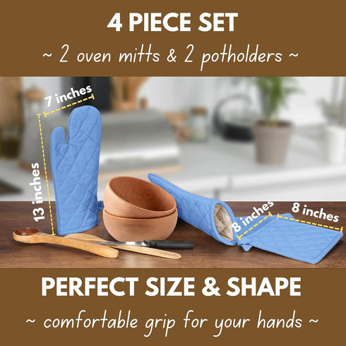 Native Fab Pot Holders and Oven Mitts Sets for Kitchen Heat Resistant - Hanging Non-Slip - 100% Cotton Kitchen Oven Mitts and Pot Holders 4-Piece ...