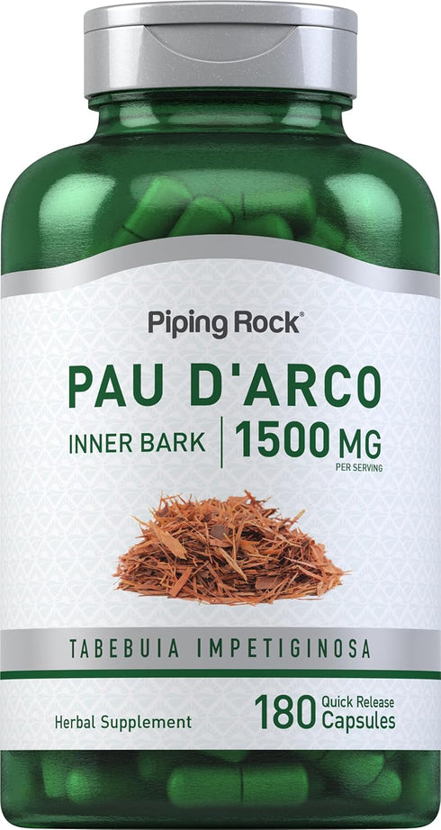 Piping Rock Pau d'Arco Capsules | 1500mg | 180 Count | Inner Bark | Herbal Extract Supplement | Non-GMO, Gluten Free...
