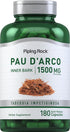Piping Rock Pau d'Arco Capsules | 1500mg | 180 Count | Inner Bark | Herbal Extract Supplement | Non-GMO, Gluten Free...