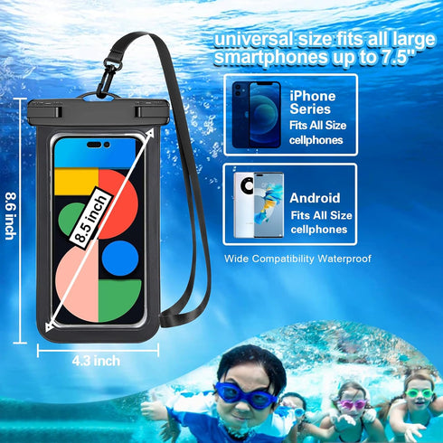 6 Pack Multicolor Universal Waterproof Phone Pouch, Large Phone Waterproof Case Dry Bag (Protection Level: IP68) Outdoor for Apple iPhone,Samsung,...