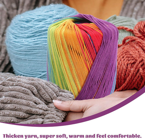 1 Roll 133M Color Segment Dyed Gradient Cotton Yarn DIY Thread Hand Crocheted Scarf Hat Shawl Line Material for Hand Knitting DIY Sweater Blanket ...