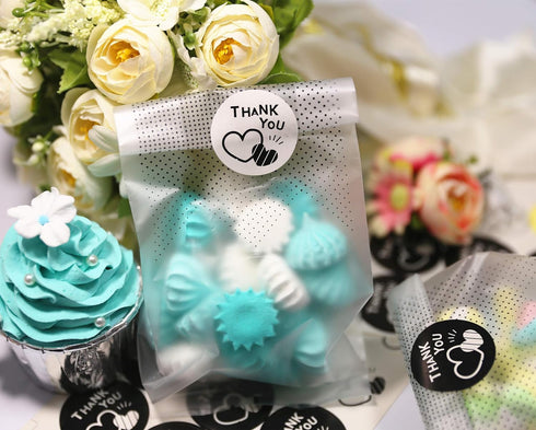 100 pcs Translucent Plastic Bags/Cellophane Bags with Thank You Stickers for Cookie,Cake,Chocolate,Candy,Snack Wrapping Good for Bakery Party...
