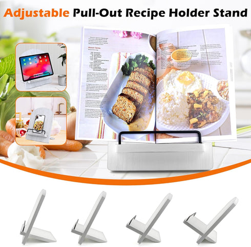 Wood Cookbook Stand Cookbook Holder: Kitchen Adjustable Cookbook Holder Recipe Stand for Counter White...