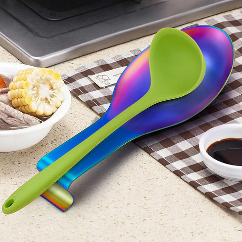LIANYU Rainbow Spoon Rest for Kitchen Counter Stove Top, Stainless Steel Spatula Ladle Spoon Utensil Holder, Dishwasher Safe...