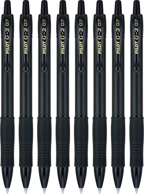 Pilot, G2 Edge Premium Gel Roller Pens, Fine Point 0.7 mm, Black, Pack of 8...
