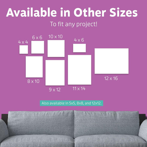 Artlicious Canvases for Painting 12 Packs - 8 x 8” Blank Canvas 100% Cotton Painting Canvas Panels for Acrylic, Oil & Watercolor Paint for Canvas ...