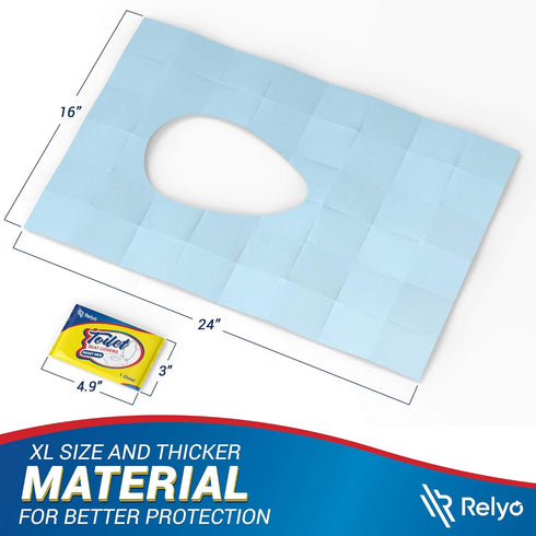 20 Pack XL Disposable Toilet Seat Covers – Waterproof Toilet Cover Sheets with Adhesive Tabs for Adults, Kids & Toddlers, Travel, Public Restrooms...