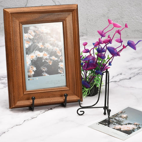 uxcell Plate Stand for Display, 10 Inch 2Pcs Iron Decorative Plate Holder Metal Easel Folding Display Stand for Photo Picture Frame, Gold...