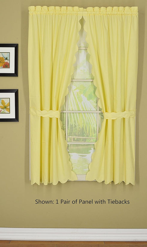 Today's Curtain, Orleans Scallop Curtain, Buttercup 45" Panel Pair and Tieback,4-Piece-Set, 60" W x 45" L, Buttercup...