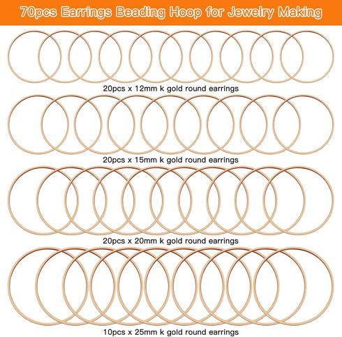 70pcs Beading Hoop Earrings for Jewelry Making,Round Beading Hoop Earrings Beading Hoop Earring Circle Connectors for DIY Craft,Earring Necklace,C...