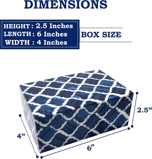 collectiblesBuy Handmade Resin Inlay Jewelry Box – Blue & White Antique Storage Organizer, 6x4x2.5 inches Decorative Wooden Box for Rings, Earring...
