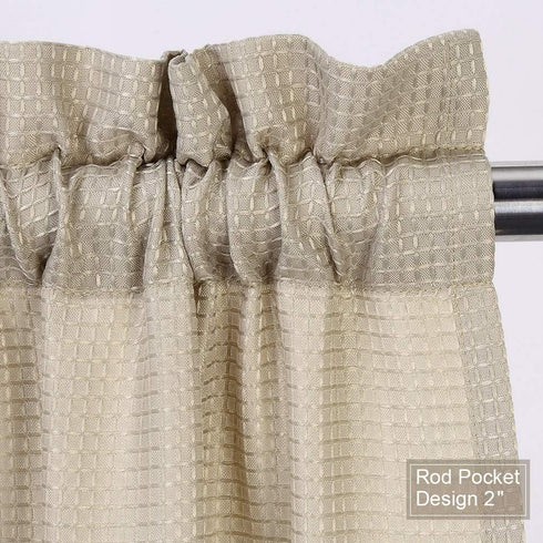 Tier Curtains,Waffle Woven Textured Short Curtains for Bathroom Waterproof Window Covering for Kitchen - 30" x 36", Plaza Taupe, Set of 2...