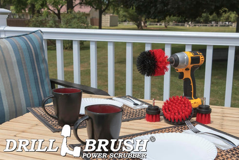 Drill Brush - Outdoor - Cleaning Supplies - Garden - Fountain - Patio - Fire Pit - Scrub Brush - Concrete - Marble - Grout Cleaner - Bird Bath - G...