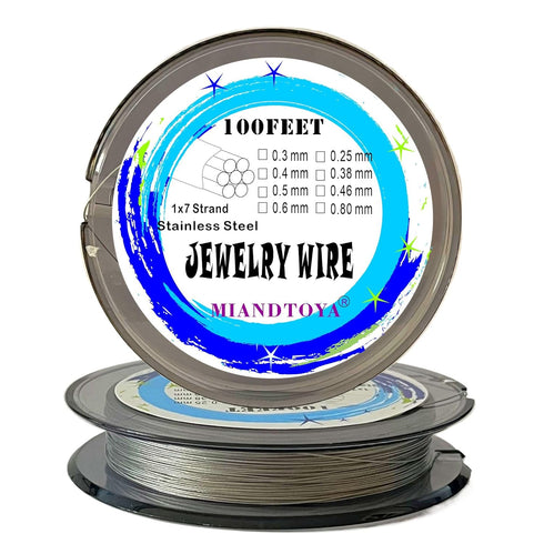 MIANDTOYA 7 Strand Stainless Steel Bead Stringing Wire, 0.40 mm Bright 100 Feet 31 M Thin for Jewelry Making Necklaces Bracelets Beading Crafts Pe...