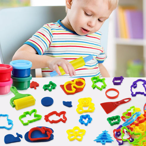 Playdough Tools with 40 pcs Plastic Play Dough Cutters Animal Shapes, 3 pcs Basic Play Dough Tools...