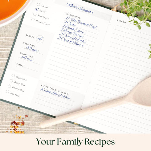 CATCHYOURDREAMS Blank Recipe Book - Keepsake Gift - Hardcover Family Heirloom Recipe Book to Write Your Own Recipe (Rosemary Green)...