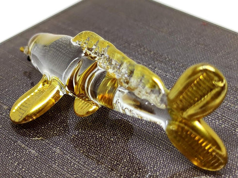 Japan Carp Koi Fish Miniature Figurines Animals Hand Blown Glass Art W/22K Gold Trim Collectible Gift Decorate, Clear...