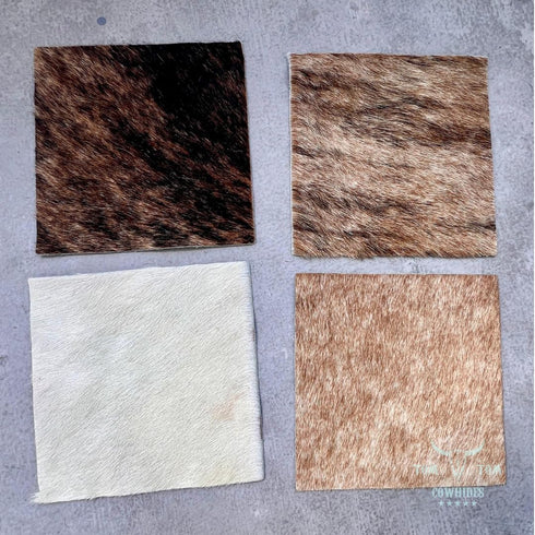 Cowhides Nice Variety 15 Pieces Hair on Cow Hide Scrap Leather Hide Remnant (15), Multi Color, 6x6...