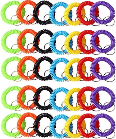 70Pcs Colorful Stretchy Keychain Bracelet Spiral Wristband Keychain for Outdoor, Gym...